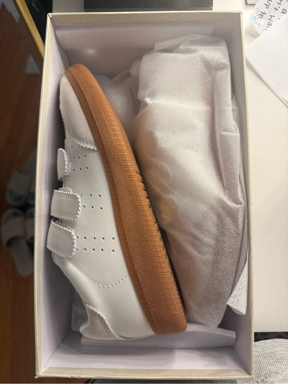 White and Beige Velcro Sneakers (BRAND NEW) 7.5 women’s